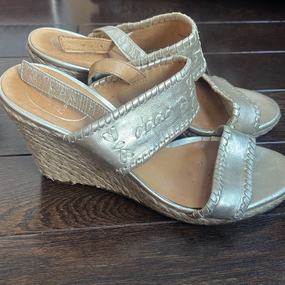 Jack Rogers Gold Twine Wedge Size 8M - Picture 2 of 5